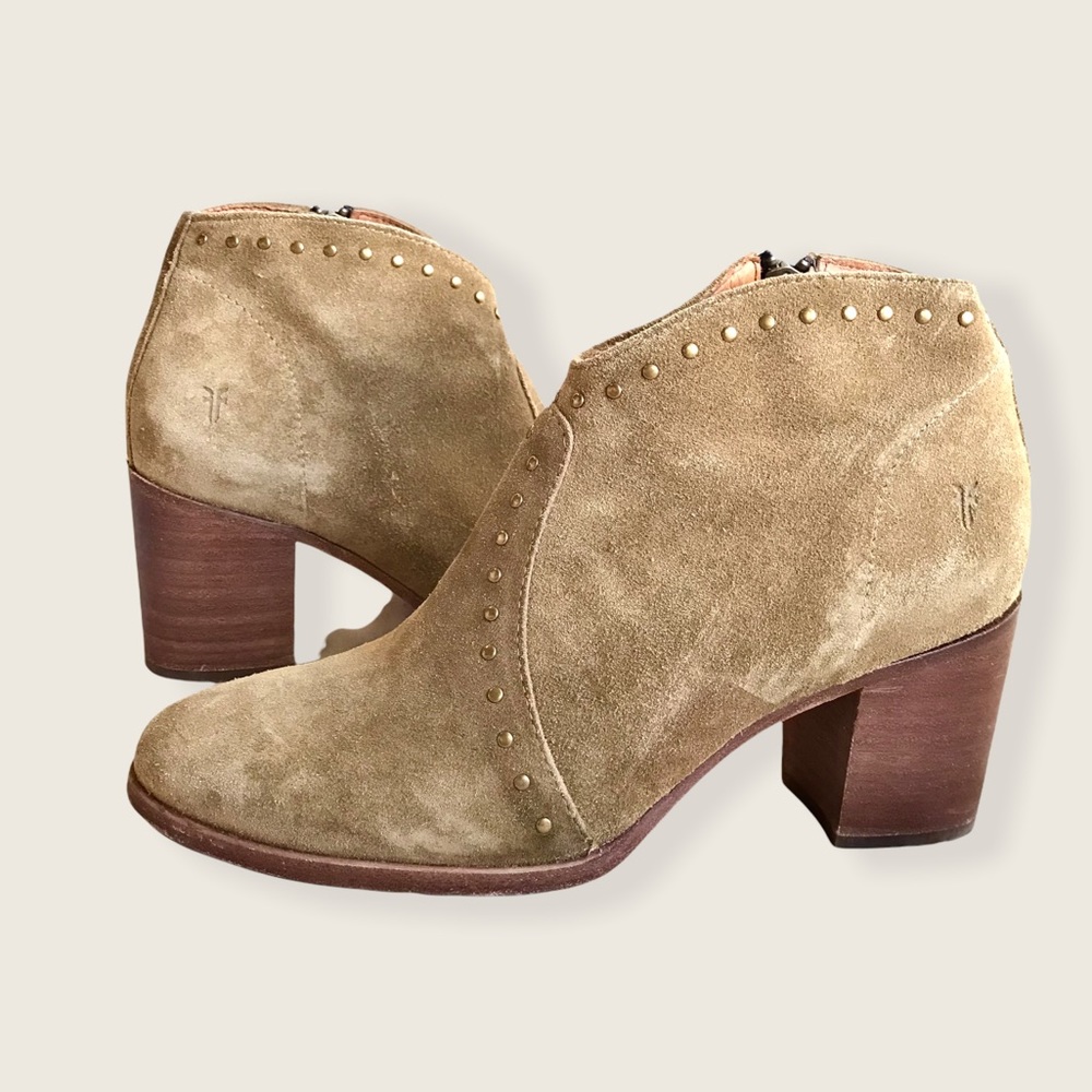Frye Nora Stud Genuine Suede Zip Ankle Booties - Picture 8 of 15